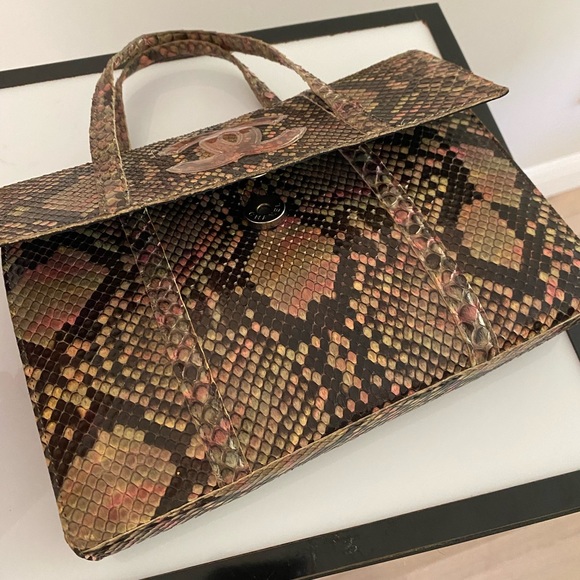 Chanel Mini Vintage Python Satchel Tote Bag - Picture 7 of 13